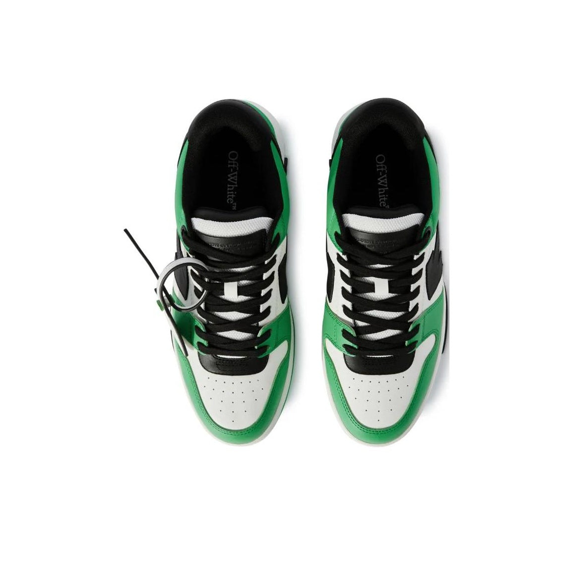 OFF WHITE Out Of Office Leather Sneakers 'Neon Green Black White'