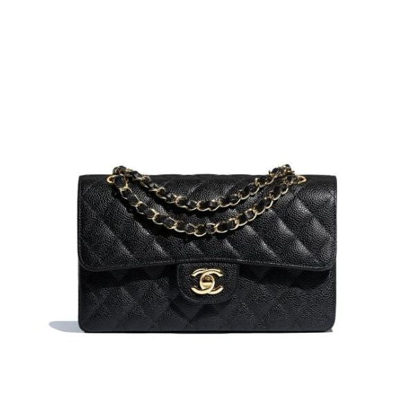 Chanel Medium Classic Flap Bag Gold Hardware Black 26Cm A01113